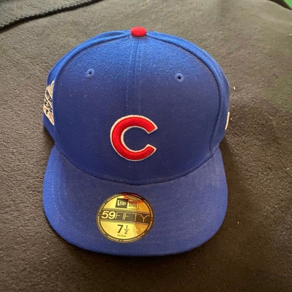 Official Chicago Cubs New Era 2016 World Series Fitted Hat Size 7 1/2